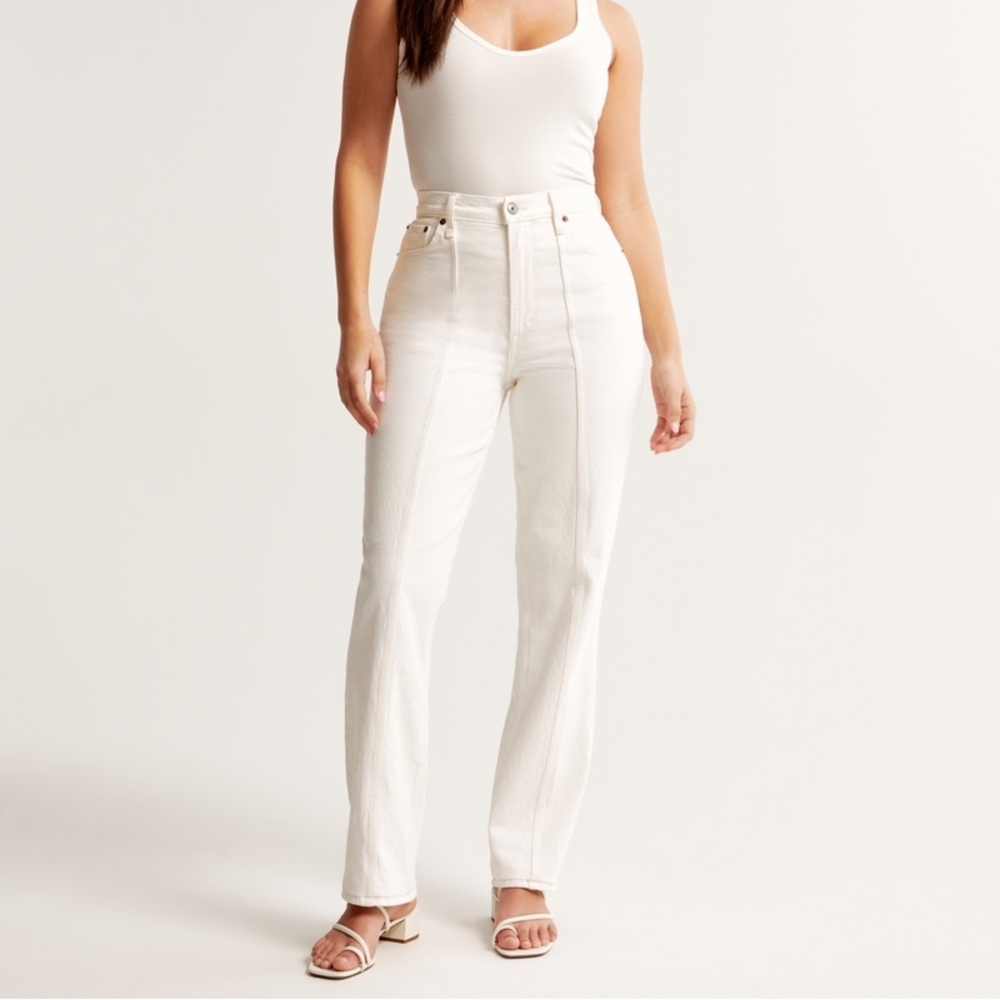 Abercrombie & Fitch Women's White Straight Leg Jeans
